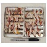 Perrine Aluminum Fly Case with 40+ Salmon Flies