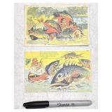 (2) Vintage IOWA Fishing Theme Post Cards