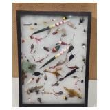 12ï¿½16 Shadow Box of Plugs, Flies, Spinners,