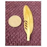 Hand Carved Bone Feather Pendant