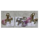 (3) NEW Pink Poppy Unicorn Charms