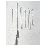 (5) Assorted Silver Tone Necklaces
