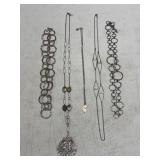 (5) Assorted Silver Tone Necklaces