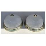 (2) Gold-Trim 12 in. Round Ceiling Lights
