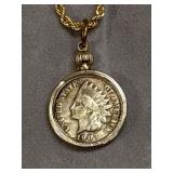 22 in. Gold-Plated 2.5 mm Chain w/1907 Indian