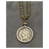 22 in. Gold-Plated 2.5 mm Chain w/1906 Indian