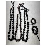 (3) Necklaces & (2) Bracelets Large Black-Beaded
