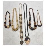 Set of (6) Wood Beaded Necklaces