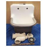 Unused White Cast Iron Service Sink w/ Mounting