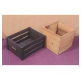 (2) Wooden Crates, Black Handled Crate is 8×12×16