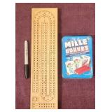 Unopened 'Mille Bornes' & Wooden Cribbage Board