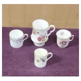 (4) Assorted Bone China Teacups & Coffee Cup