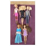 (5) Mattel 2000s Barbie Dolls