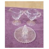Imperial Glass Candlewick Creamer & Sugar Set &