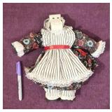 Vtg Wooden Rag Doll Grandma Cow