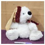 KellyToy White Holiday Bear with Hat & Ribbon