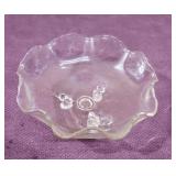 Vtg Clear Glass Ruffled Candy Dish 9.5'