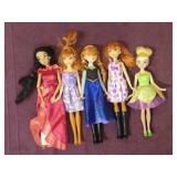 (5) Mattel Disney Princesses with Tinker Bell &