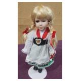 12' Bavarian Style Porcelain Doll on Stand