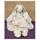 19' Vtg Folk Art Style Rag Doll Rabbit