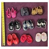 (9) Lg Pairs of Doll Shoes, Apx 3' - 4.5' Long