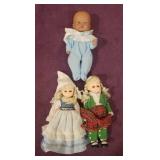 (3) Playmates Dolls 8.5' Baby Doll & Irish &