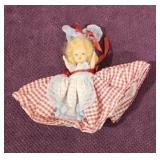6' Vtg Doll with Red/White Gingham Dress