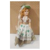 7.5' Irish Doll Red Hair open/shut Eyes Shamrock