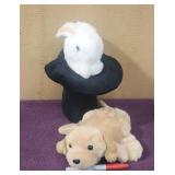 (2) Rabbit in a Hat & Plush Puppy Hand Puppets