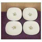 (4) Silver-Rimmed 6' Floral Saucers