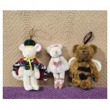 (3) Christmas Bear Ornaments, apx 3'
