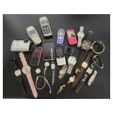LOT OF WATCHES, PHONES UNTESTED