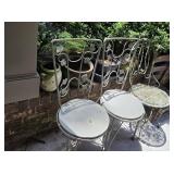 3 metal chairs and Pots