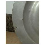 10.75' Round Pewter Plate has damage