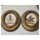 2 Oval Prints Of Soldiers
