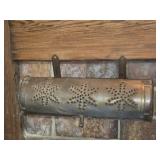 Primitive Punched Tin Cylinder Candle Box