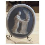 Oval Medilion with Stand - Woman at Altar