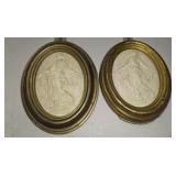 Pair of Oval Plasters Greek woman Walking