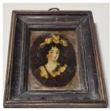Mini Portrait Reverse Painting Female with Feather