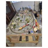 Large Train Set On Rolling Platform