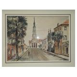 Unsigned Watercolor, St Phillips Church Charleston