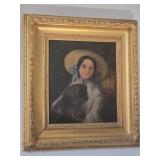 Girl with Dog Oil Painting