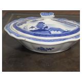 Canton Blue and white covered Dish Reproduction