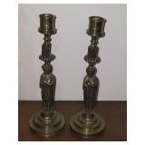 Pair of Brass Candlesticks - Classical Lady