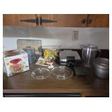 Lot - Waffle Maker- Pots- Corning lids