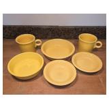 Fiesta Yellow 2 mugs and bowls