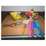 Lot -  Lemon Pitcher. Fruit Tea pot,. Coasters