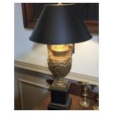 Gold Urn Lamp with Black Shade