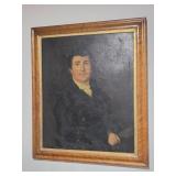 Oil Painting of Man in Black Coat White Tie