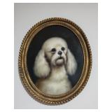 Oval Computer Generated Painting of a Poodle